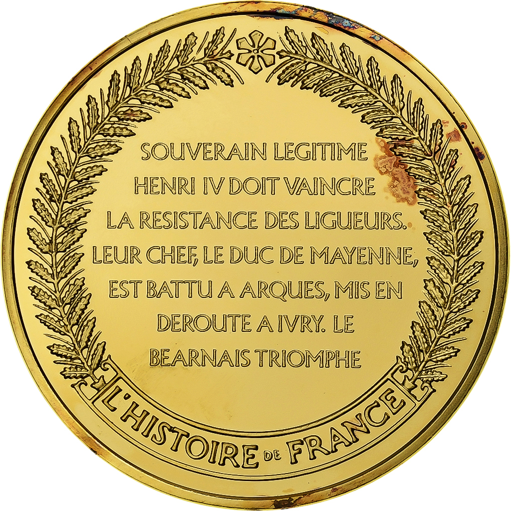 France, Medal, Henri IV, Gold plated silver, L'Histoire de France, 