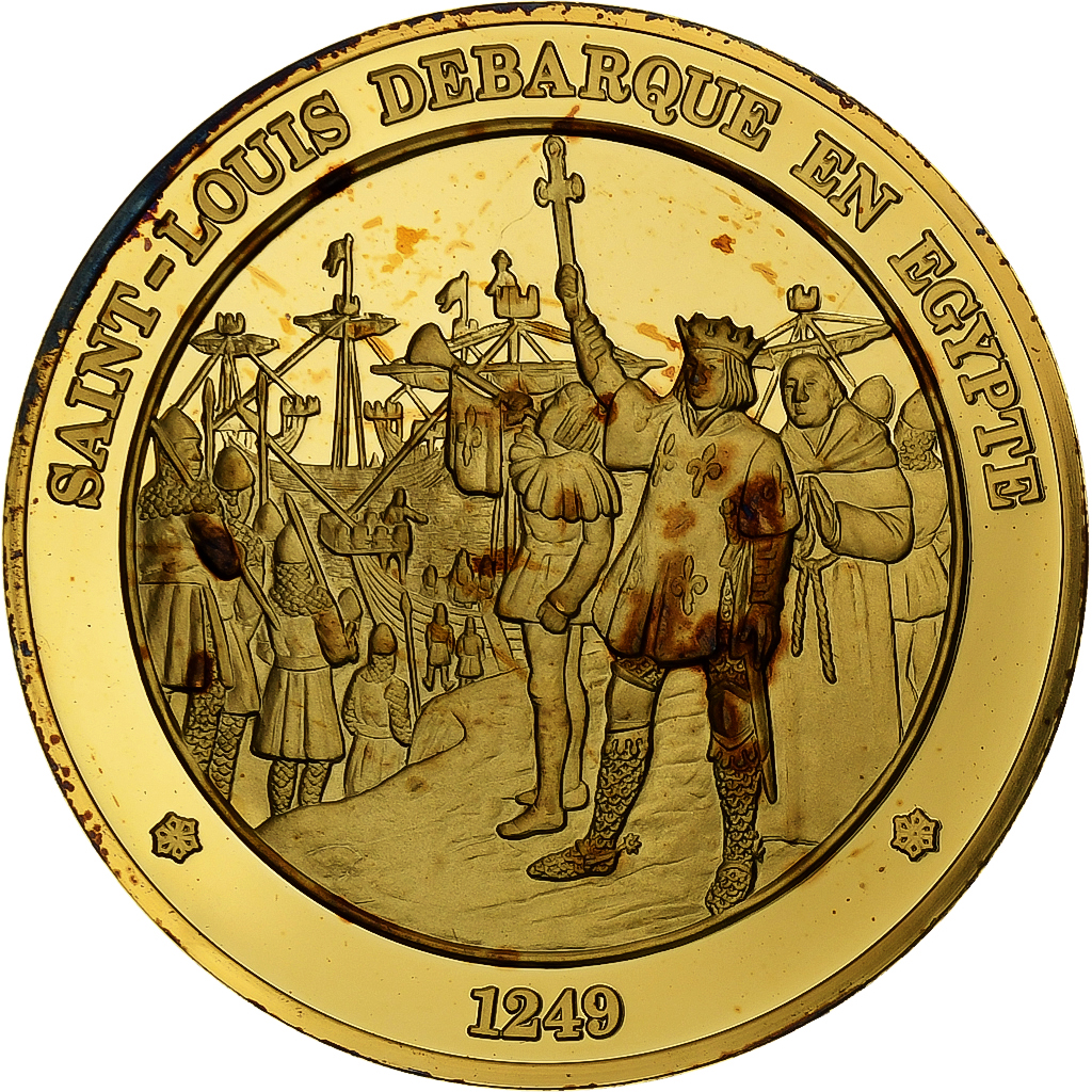 France, Medal, Saint Louis, Gold plated silver, L'Histoire de France, 
