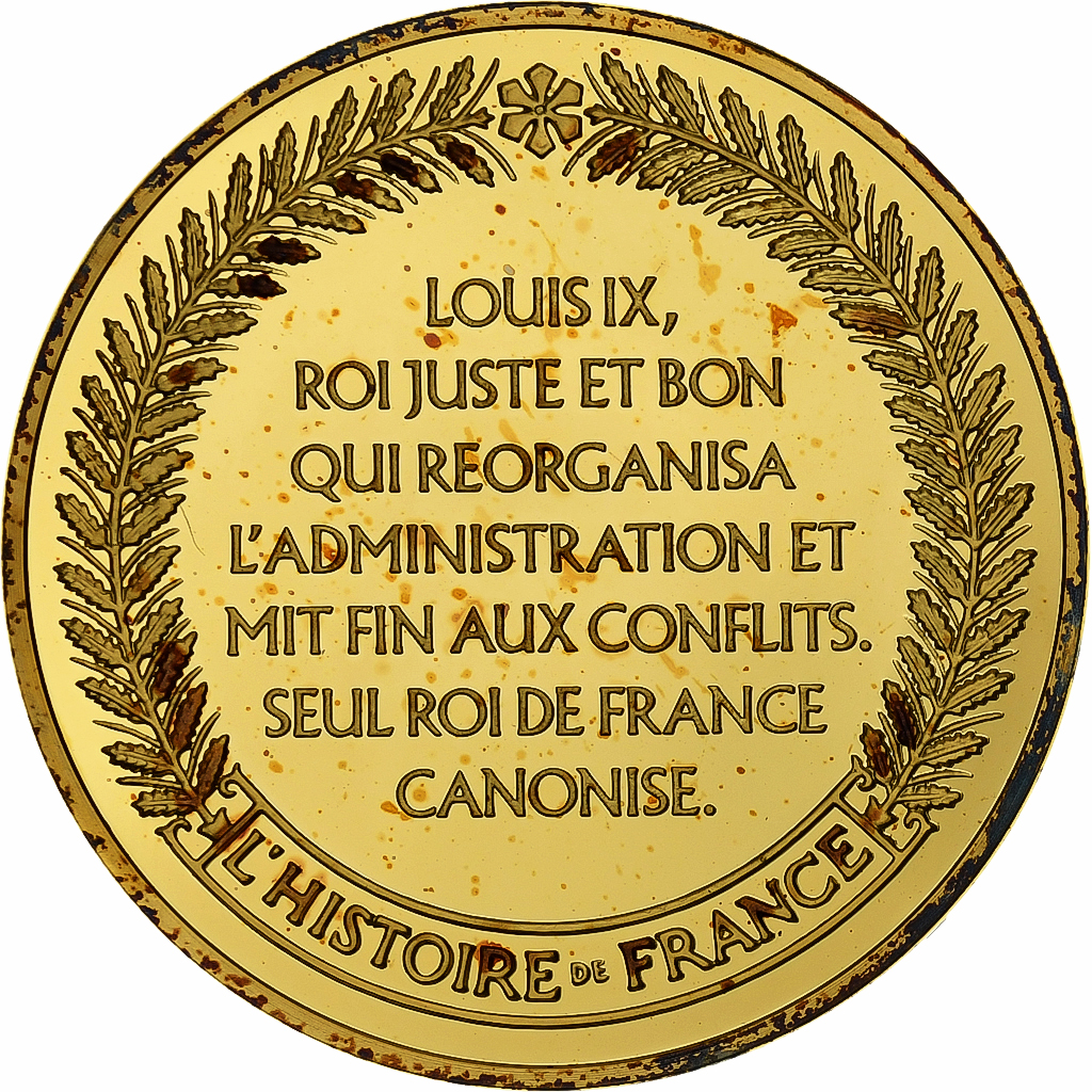 France, Medal, Saint Louis, Gold plated silver, L'Histoire de France, 