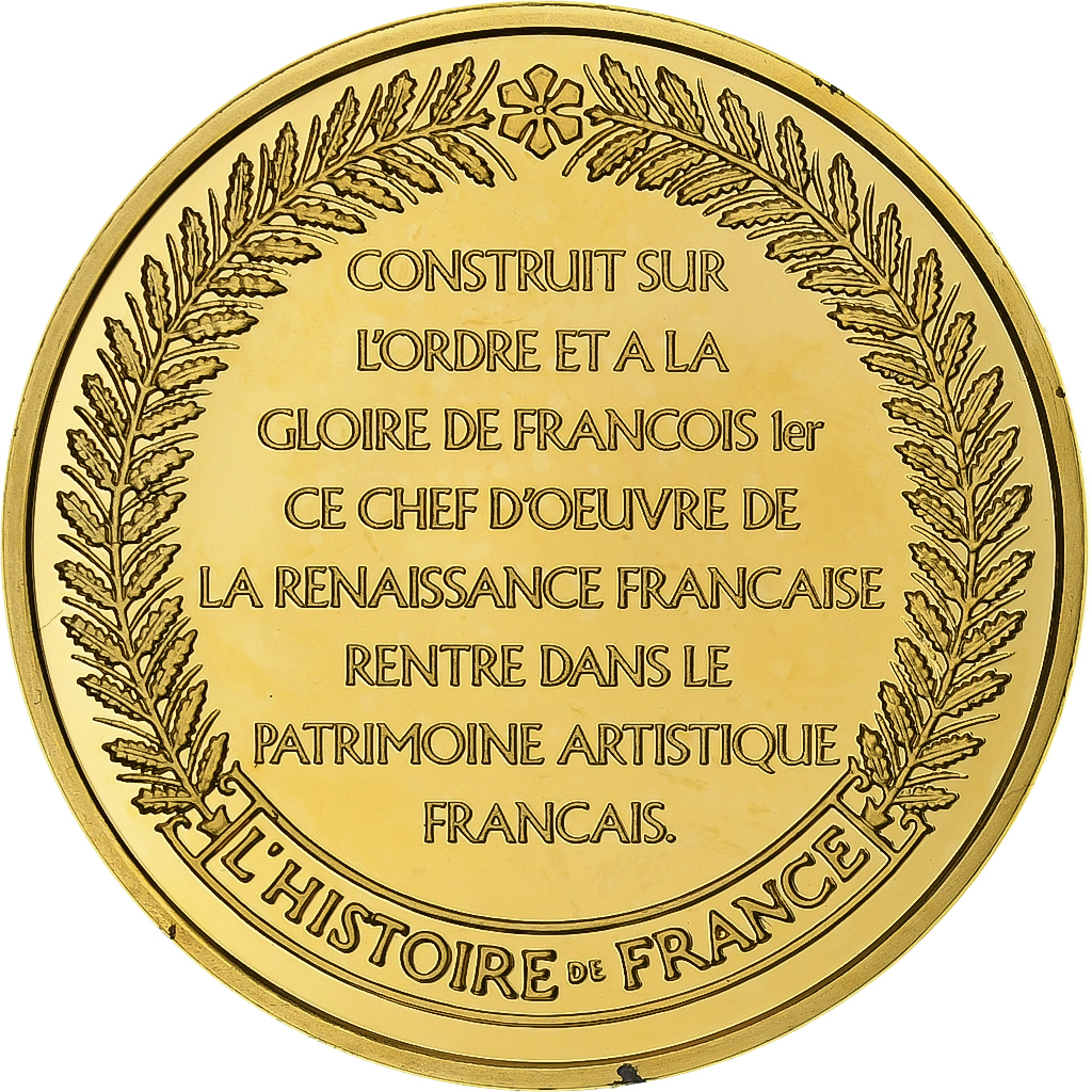 France, Medal, Château de Chambord, Gold plated silver, L'Histoire de France