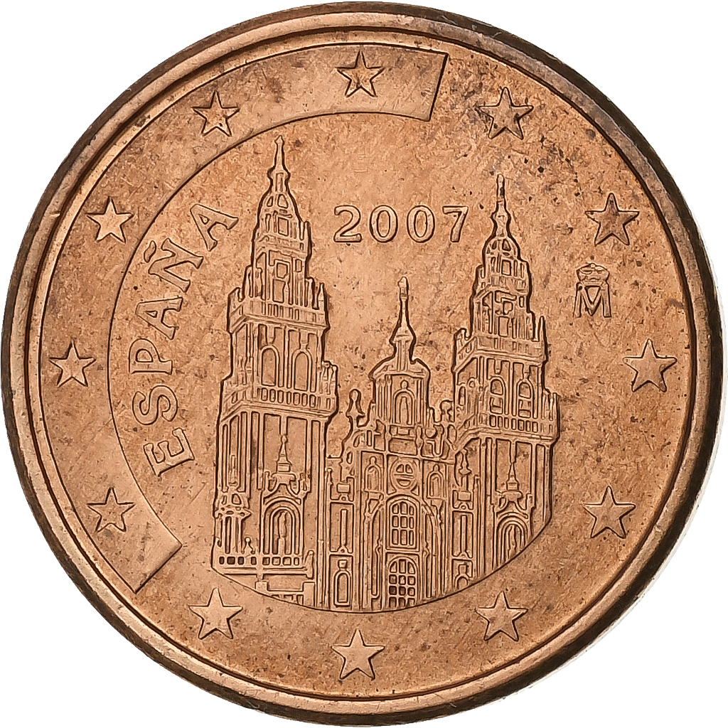 Spain, Euro Cent, 2007, Madrid, Copper Plated Steel, 