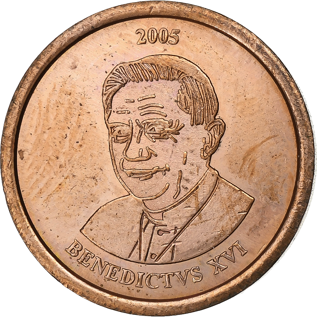 Vatikan, 2 Euro Cent, Fantasy Euro, 2005, Copper Plated Steel, UNZ