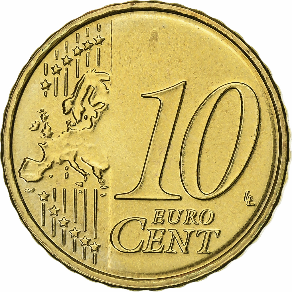 Slowenien, 10 Euro Cent, 2008, Utrecht, Copper Plated Steel, UNZ