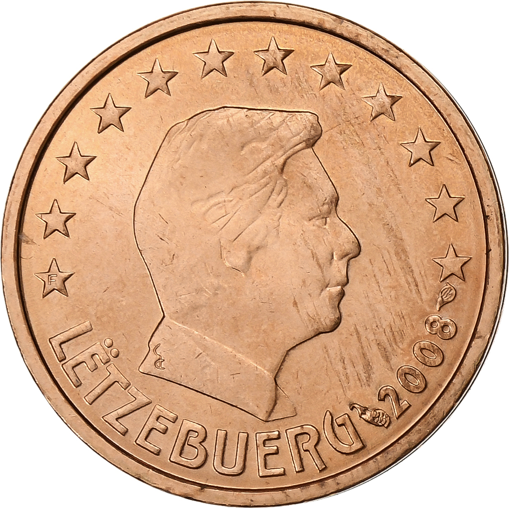 Luxembourg, 2 Euro Cent, 2008, Paris, Copper Plated Steel, 