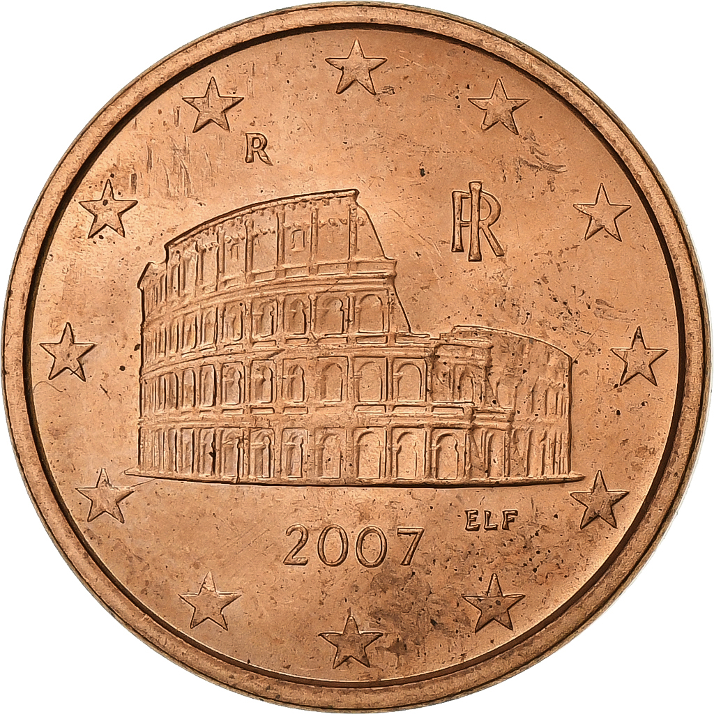 Italien, 5 Euro Cent, 2007, Rome, Copper Plated Steel, VZ+