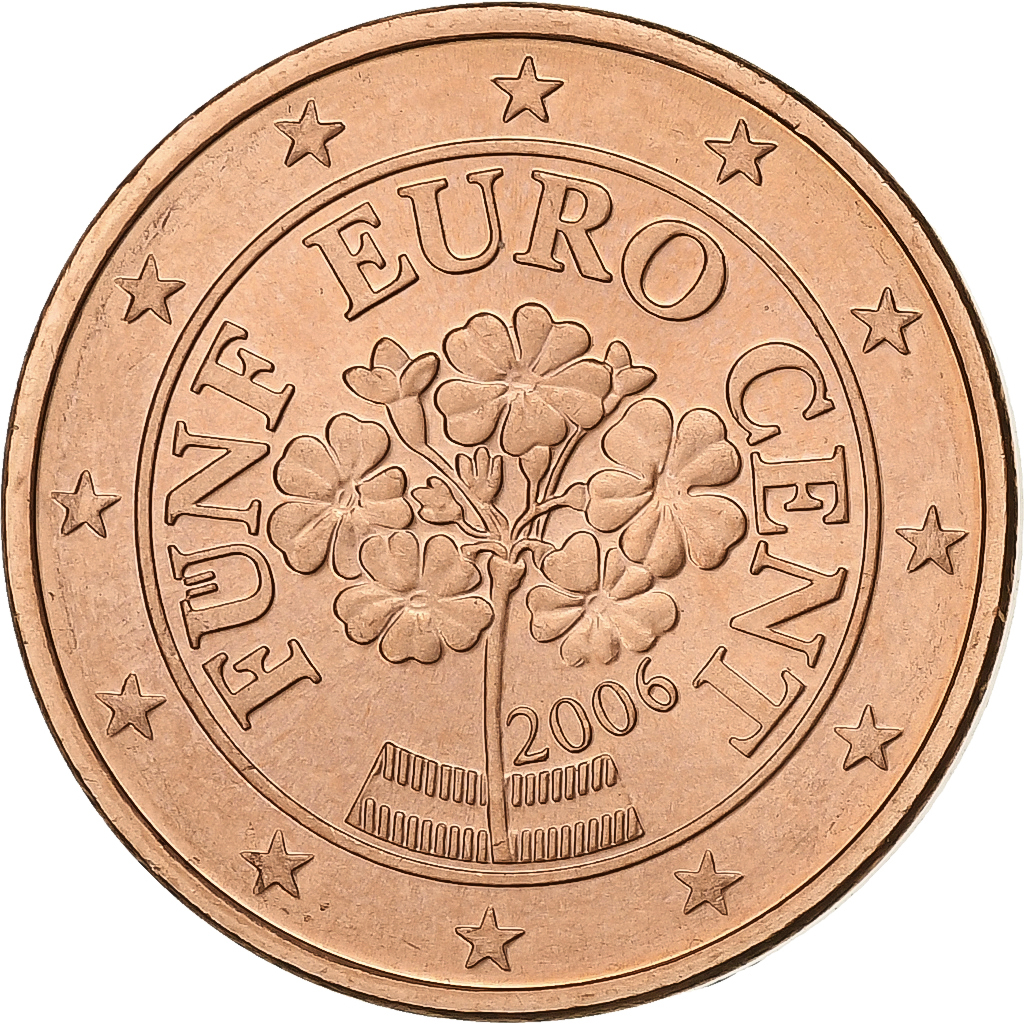 Österreich, 5 Euro Cent, 2006, Vienna, Copper Plated Steel, VZ+
