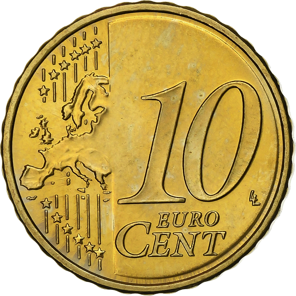 Slovenia, 10 Euro Cent, 2007, Vantaa, Nordic gold, 