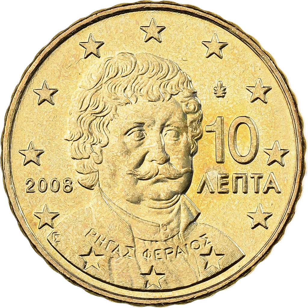 Griechenland, 10 Euro Cent, 2008, Athens, Nordic gold, VZ+