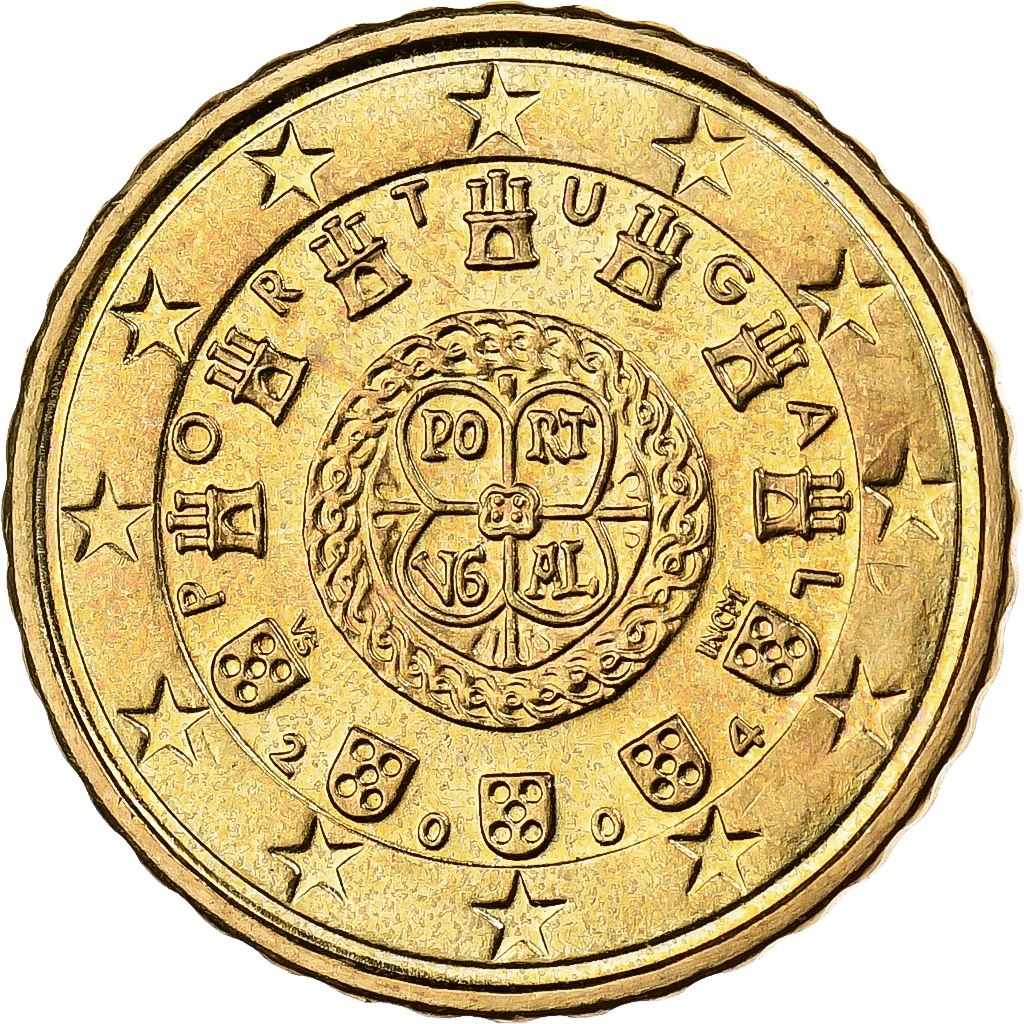 Portugal, 10 Euro Cent, 2004, Lisbon, Nordic gold, 