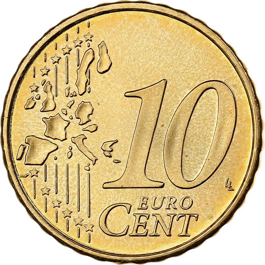 Portugal, 10 Euro Cent, 2004, Lisbon, Nordic gold, 