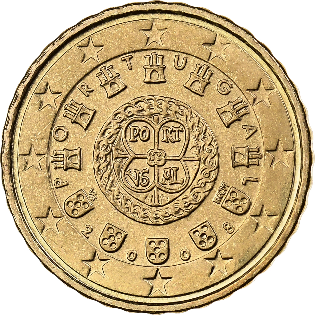 Portugal, 10 Euro Cent, 2008, Lisbon, Nordic gold, VZ+