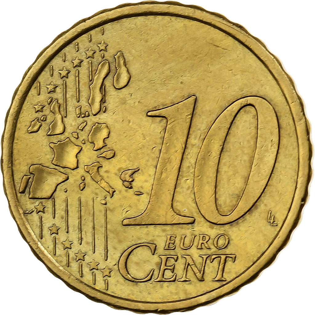 Finland, 10 Euro Cent, 2000, Vantaa, Nordic gold, 