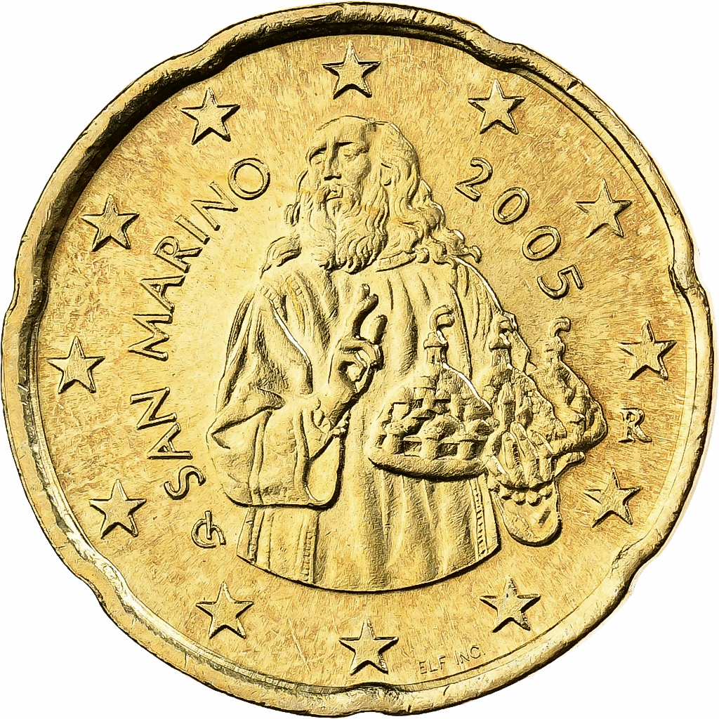 San Marino, 20 Euro Cent, 2005, Rome, Nordic gold, VZ+