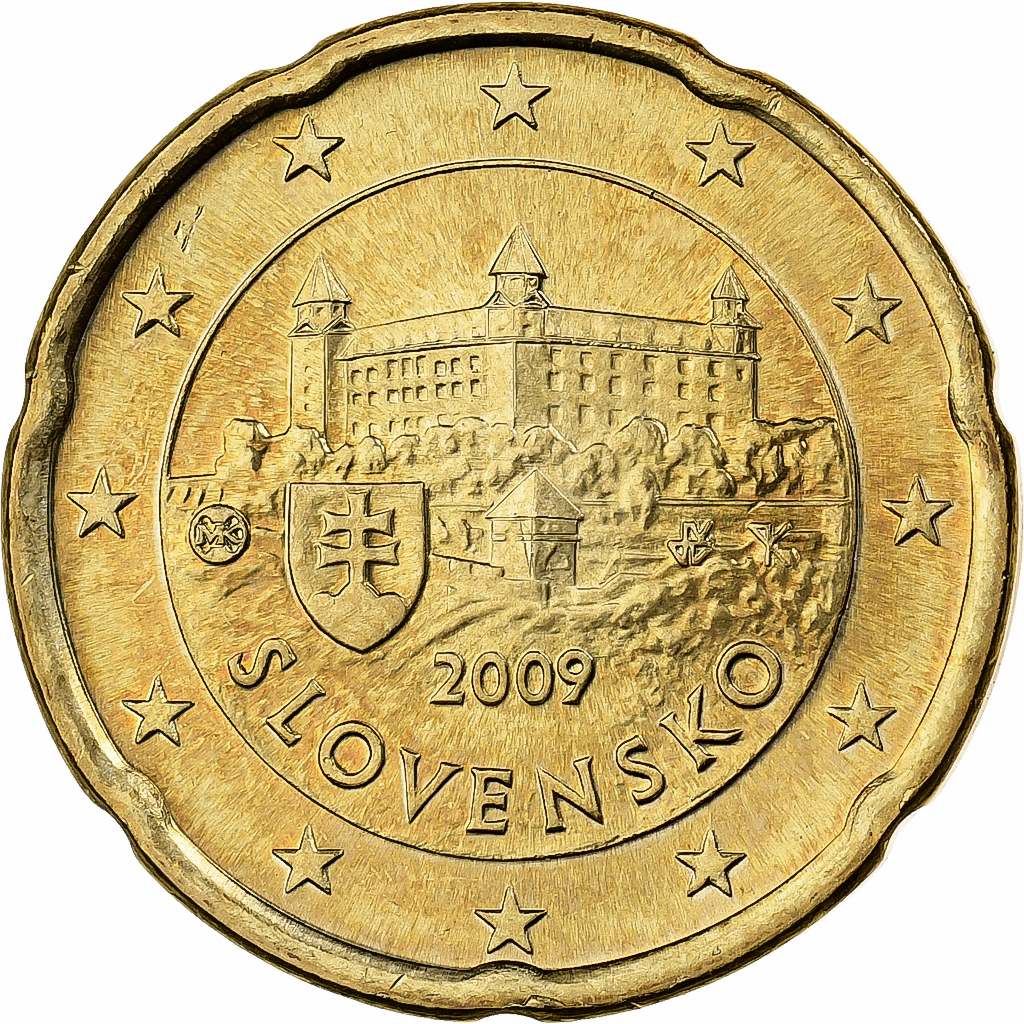 Slovakia, 20 Euro Cent, 2009, Kremnica, Nordic gold, 