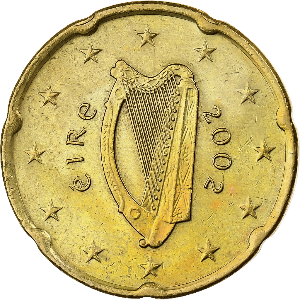 Ireland, 20 Euro Cent, 2002, Dublin, Nordic gold, VZ+