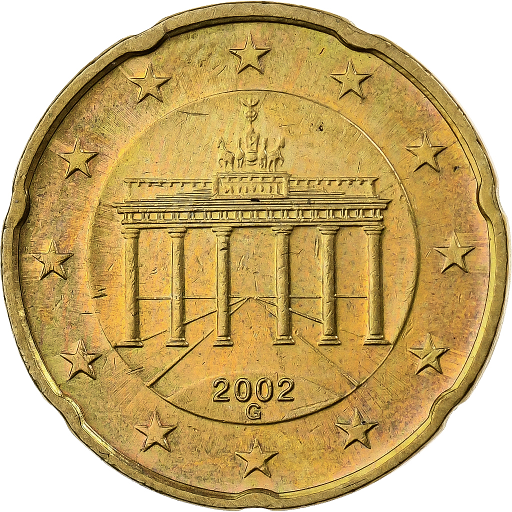 Germany, 20 Euro Cent, 2002, Karlsruhe, Nordic gold, 