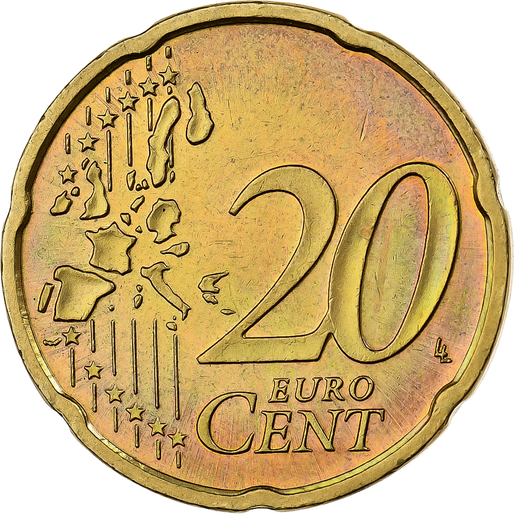 Germany, 20 Euro Cent, 2002, Karlsruhe, Nordic gold, 