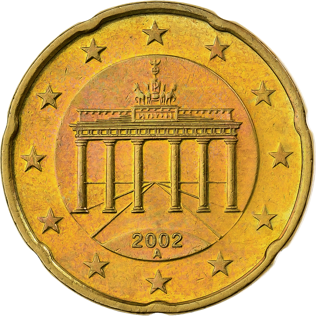 Deutschland, 20 Euro Cent, 2002, Berlin, Nordic gold, VZ+