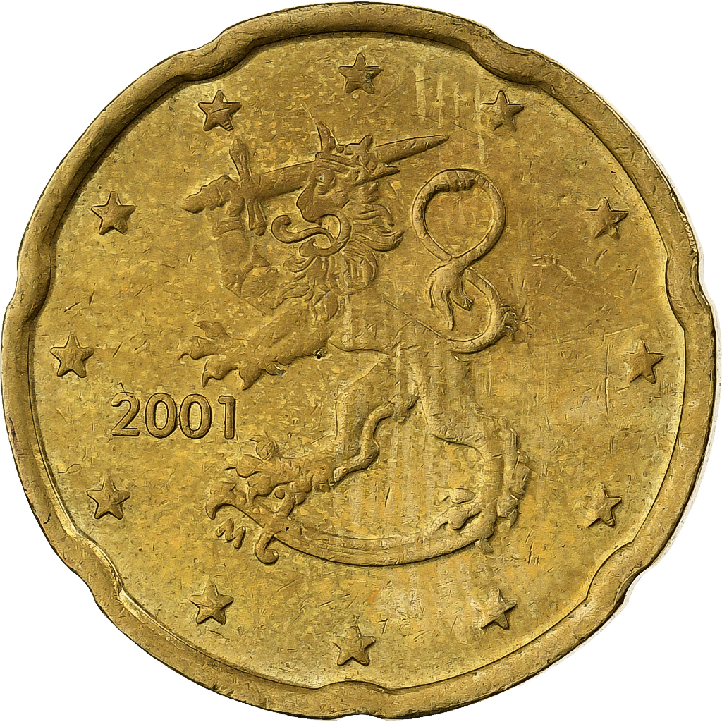 Finland, 20 Euro Cent, 2001, Vantaa, Nordic gold, MS