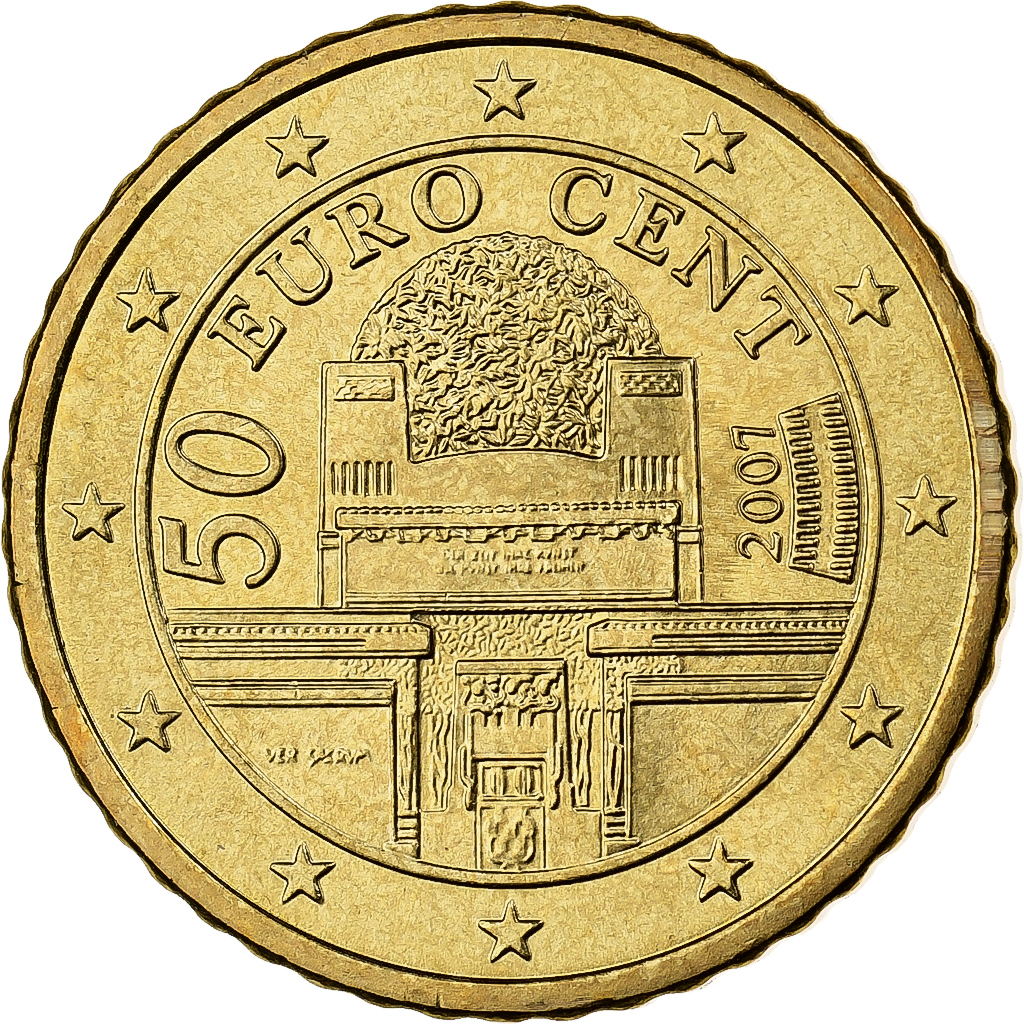 Österreich, 50 Euro Cent, 2007, Vienna, Nordic gold, VZ+