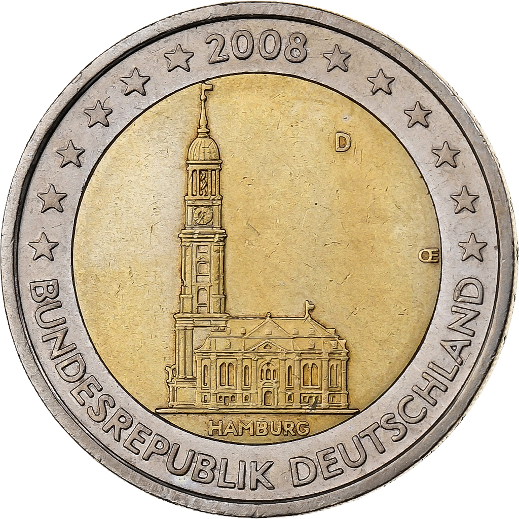 Deutschland, 2 Euro, 2008, Munich, Bi-Metallic, VZ+