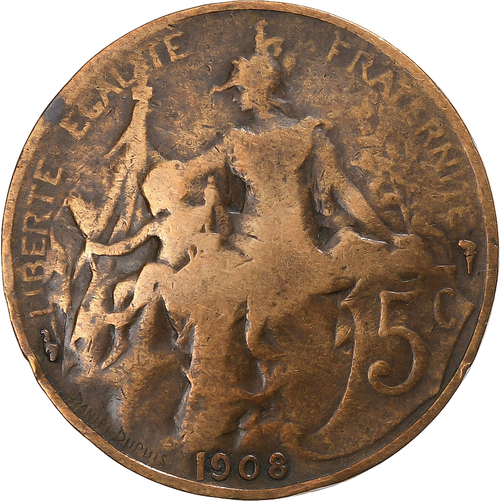 France, 5 Centimes, Dupuis, 1908, Paris, Bronze, , Le Franc:F.118