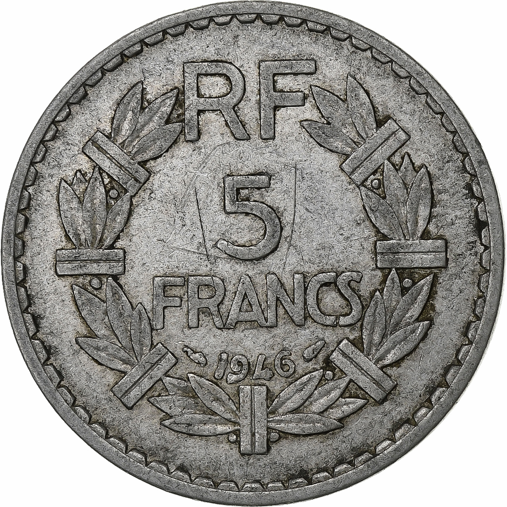 France, 5 Francs, Lavrillier, 1946, Aluminum, , Gadoury:766, KM:888a.2
