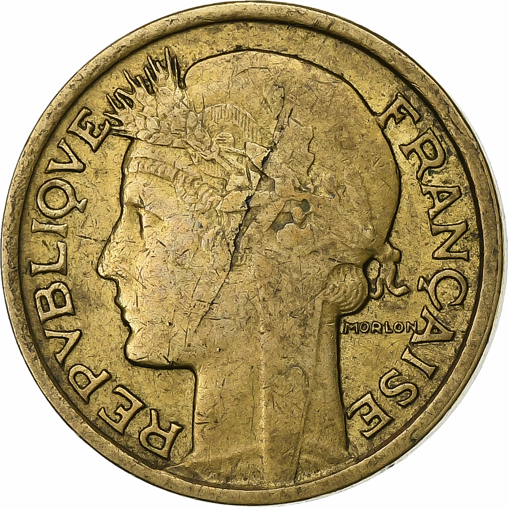 France, 50 Centimes, Morlon, 1939, Brussels, Aluminum-Bronze, 