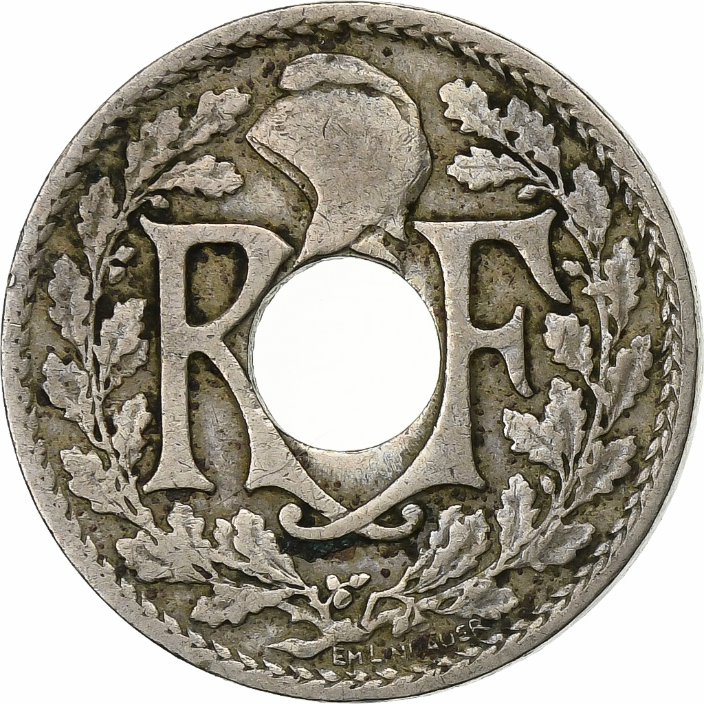 France, 5 Centimes, Lindauer, 1919, Paris, Copper-nickel, 