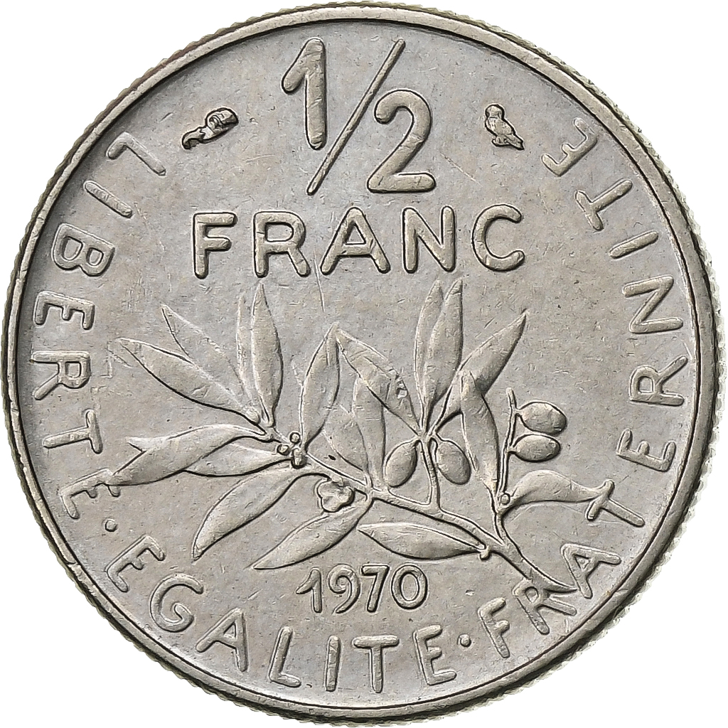 France, 1/2 Franc, Semeuse, 1970, Paris, Nickel, , Gadoury:429