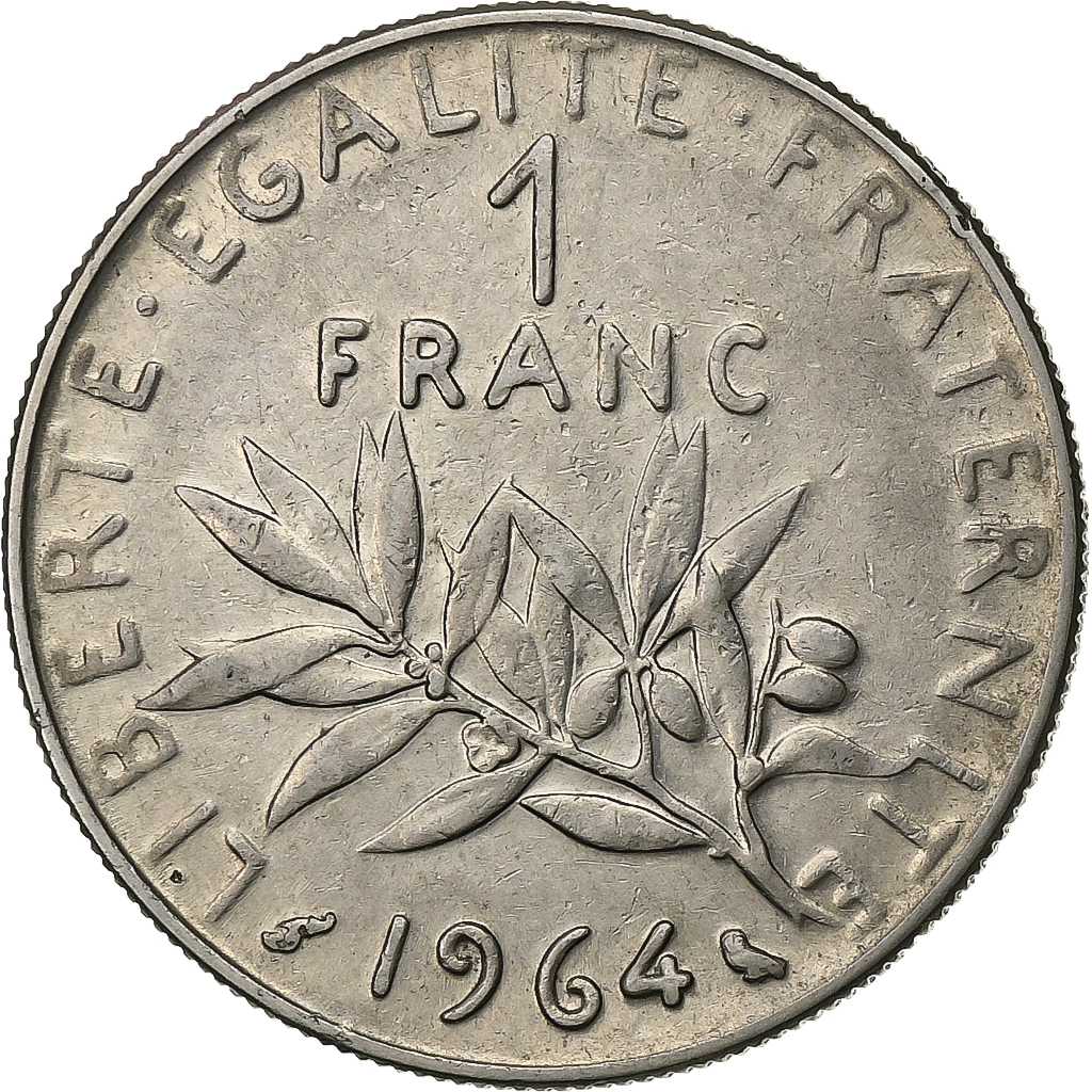 France, Franc, Semeuse, 1964, Paris, Nickel, EF, Gadoury:474, KM:925.1
