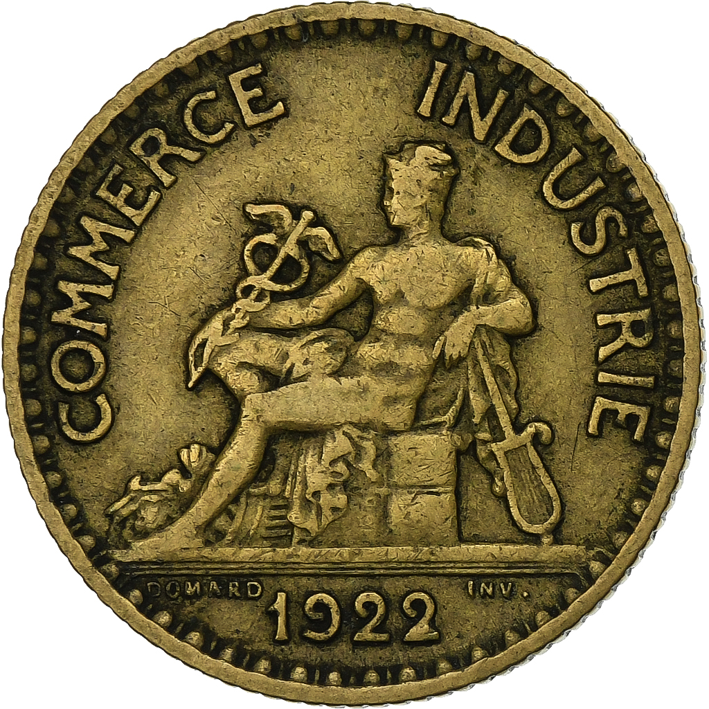 France, Franc, Chambre de commerce, 1922, Paris, Aluminum-Bronze, 