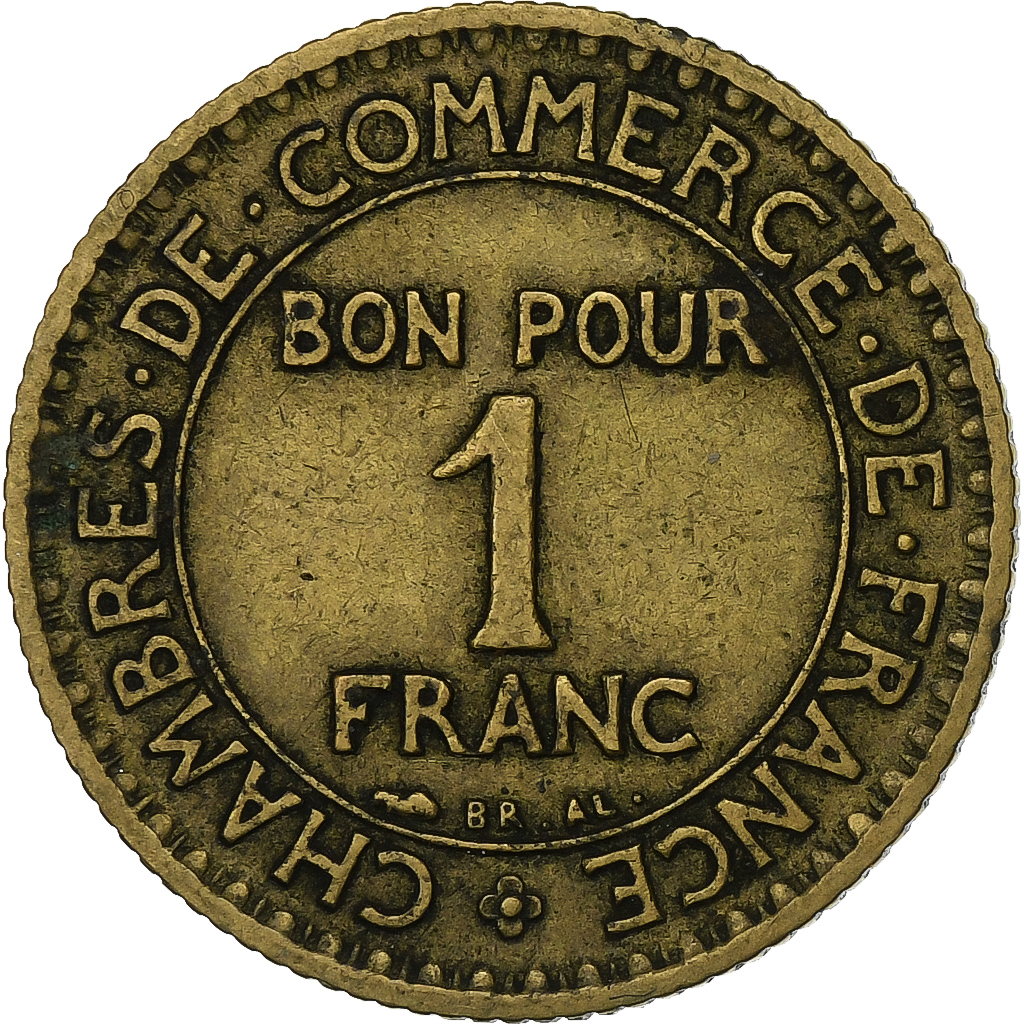 France, Franc, Chambre de commerce, 1922, Paris, Aluminum-Bronze, 