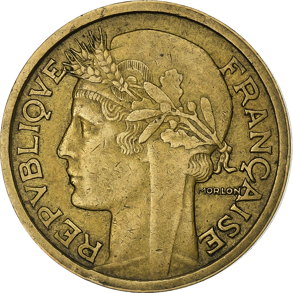 France, Franc, Morlon, 1938, Paris, Aluminum-Bronze, , Gadoury:470