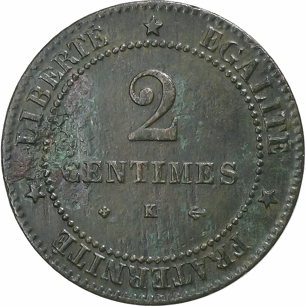 France, 2 Centimes, Cérès, 1878, Bordeaux, Bronze, , Gadoury:105