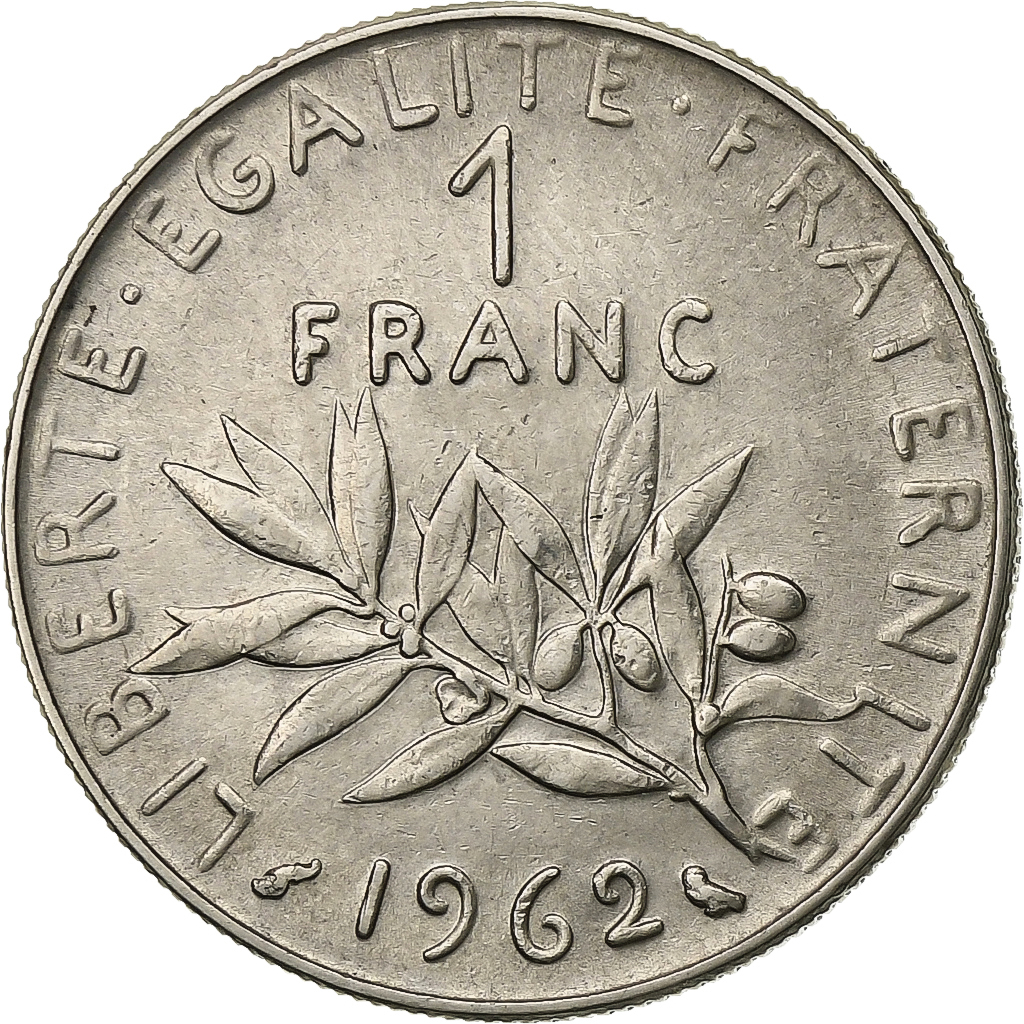 フランス硬貨 コイン1962 1222360] France, Franc, Semeuse, 1962, Paris, Nickel, AU