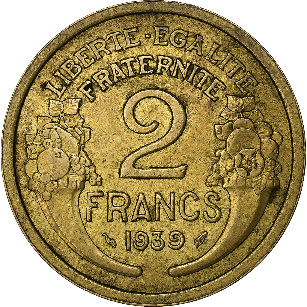 France, 2 Francs, Morlon, 1939, Paris, Aluminum-Bronze, , Gadoury:535