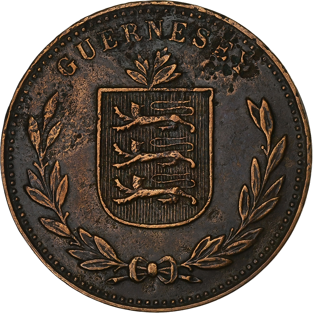 Guernsey, 8 Doubles, 1938, Heaton, Bronze, SS, KM:7