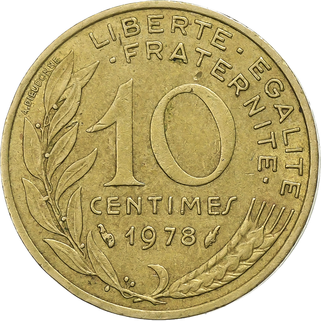 France, 10 Centimes, Marianne, 1978, Paris, Aluminum-Bronze, 