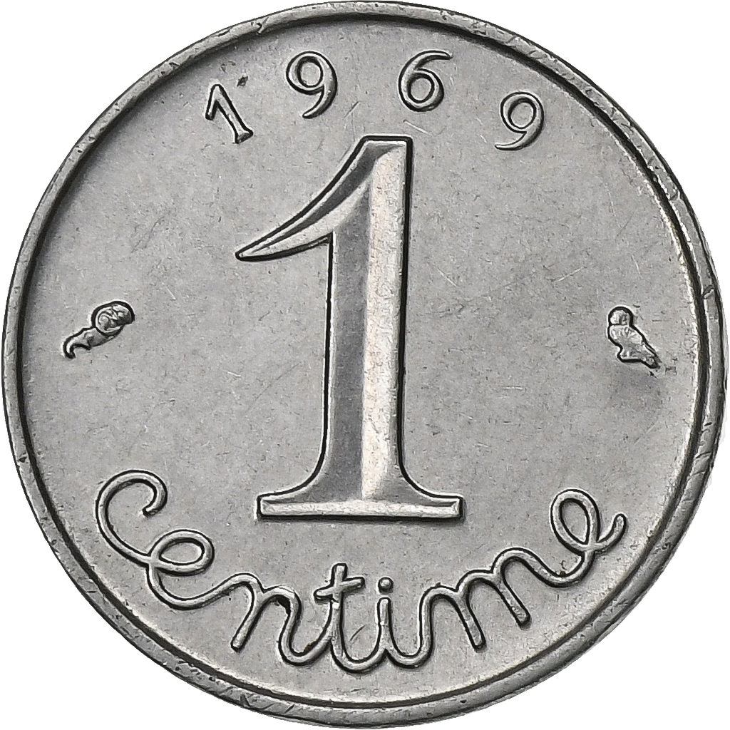 France, Centime, Épi, 1969, Paris, Stainless Steel, , Gadoury:91