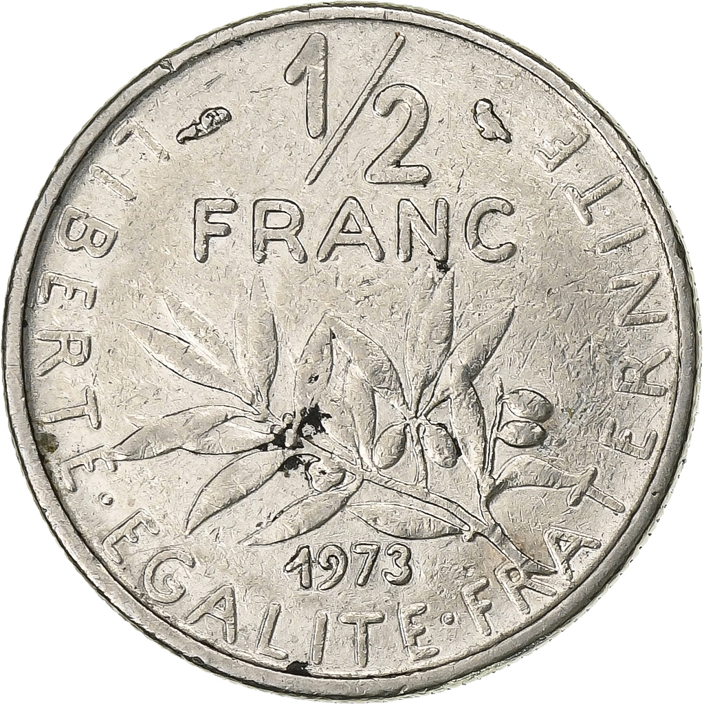 France, 1/2 Franc, Semeuse, 1973, Paris, Nickel, , Gadoury:429