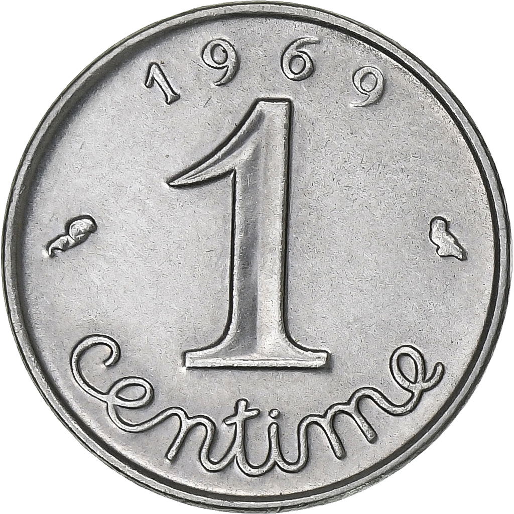 France, Centime, Épi, 1969, Paris, Stainless Steel, MS, Gadoury:91