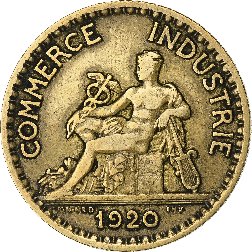 France, Franc, Chambre de commerce, 1920, Paris, Aluminum-Bronze, 