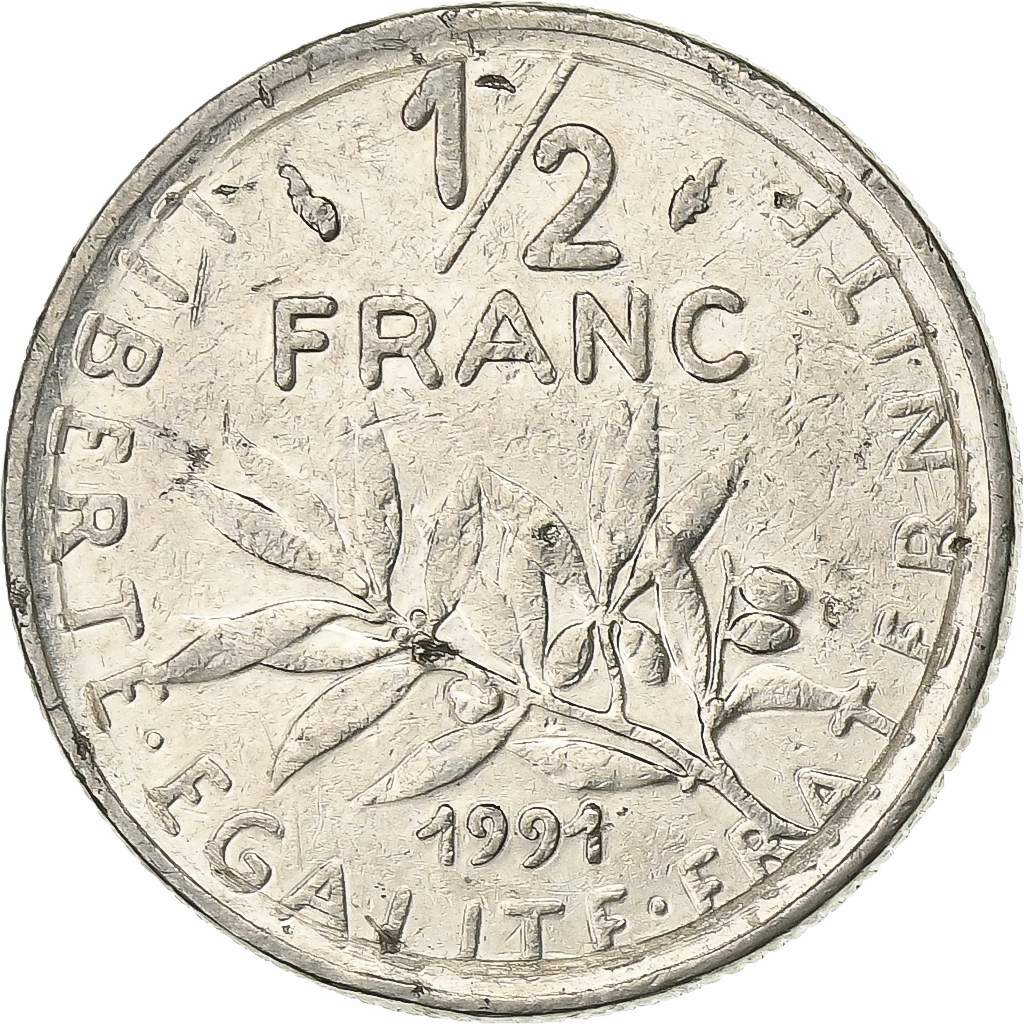 France, 1/2 Franc, Semeuse, 1991, Paris, Nickel, , Gadoury:429
