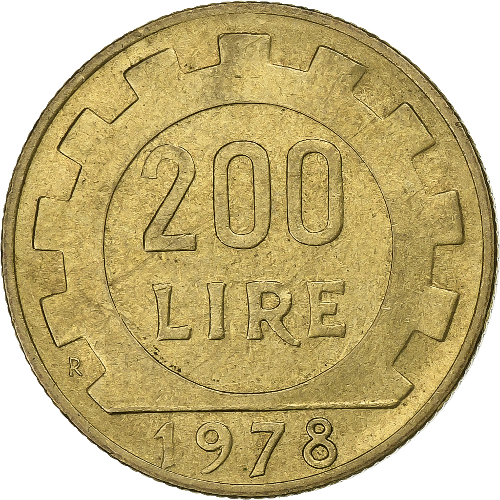 Italien, 200 Lire, 1978, Rome, Aluminum-Bronze, SS+, KM:105