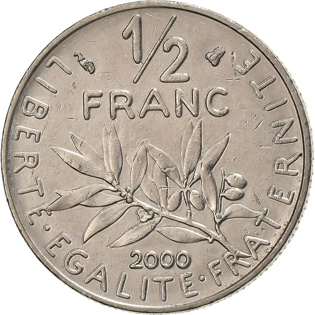 France, 1/2 Franc, Semeuse, 2000, Paris, Nickel, , Gadoury:429
