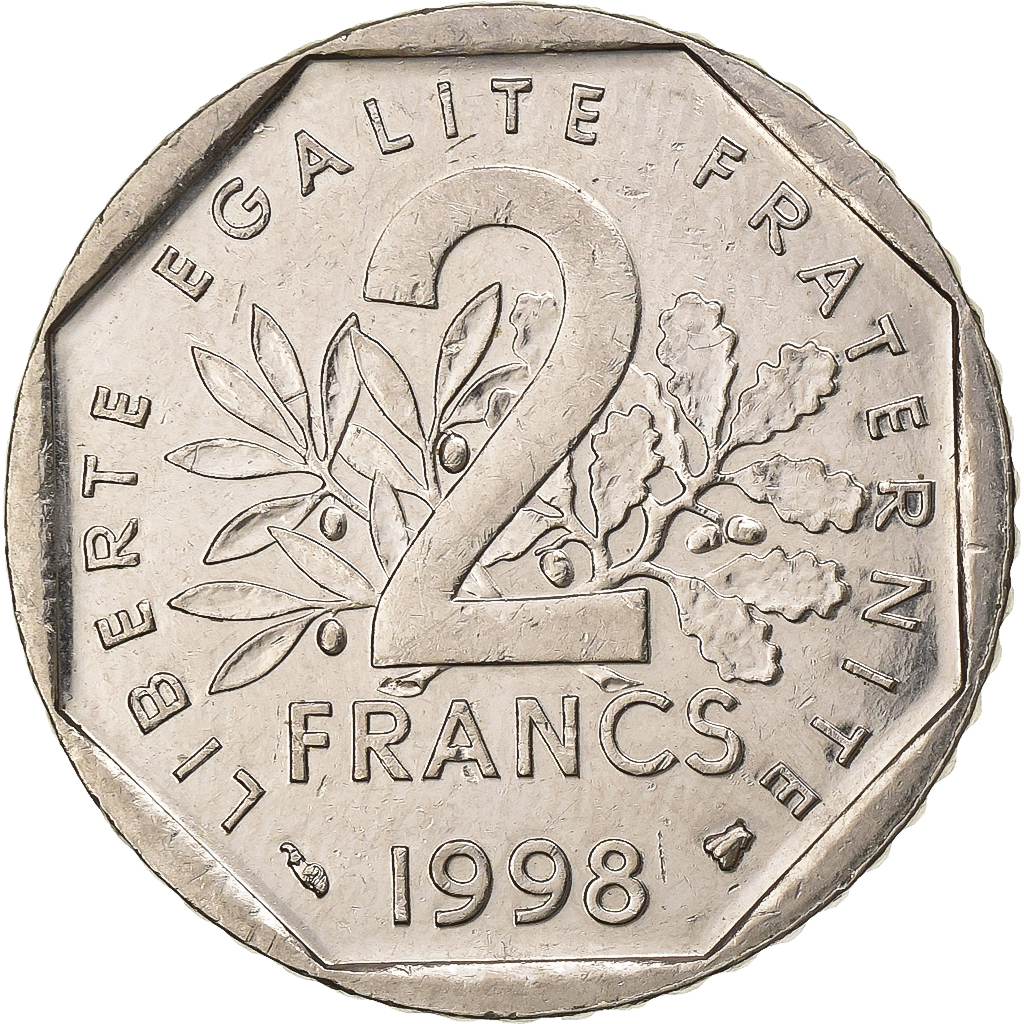France, 2 Francs, Semeuse, 1998, Nickel, , Gadoury:547, KM:942.2