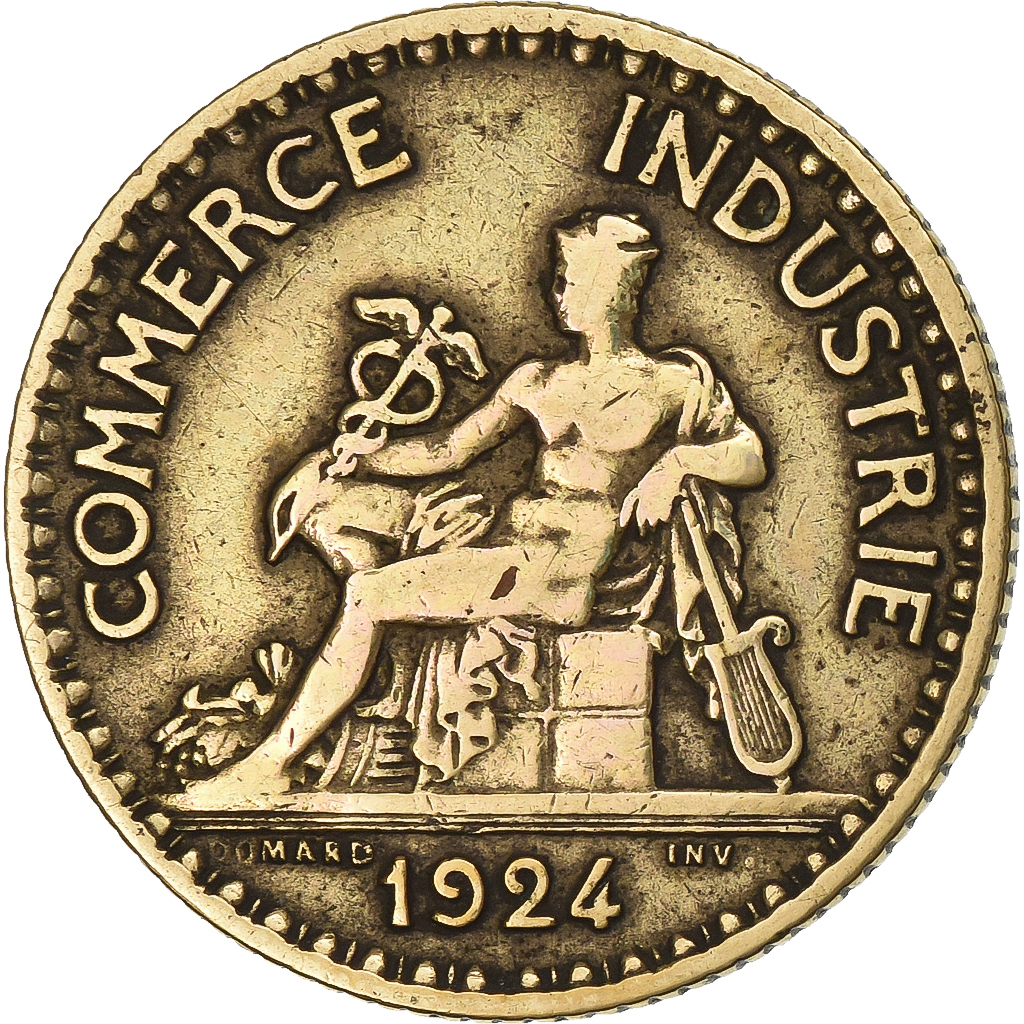 France, Franc, Chambre de commerce, 1924, Paris, Aluminum-Bronze, 