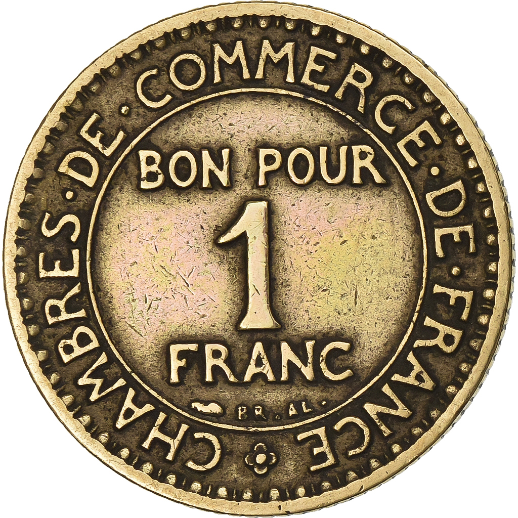 France, Franc, Chambre de commerce, 1924, Paris, Aluminum-Bronze, 