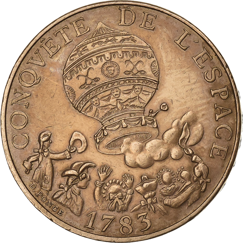 France, 10 Francs, La conquête, 1983, Paris, Nickel-Bronze, 